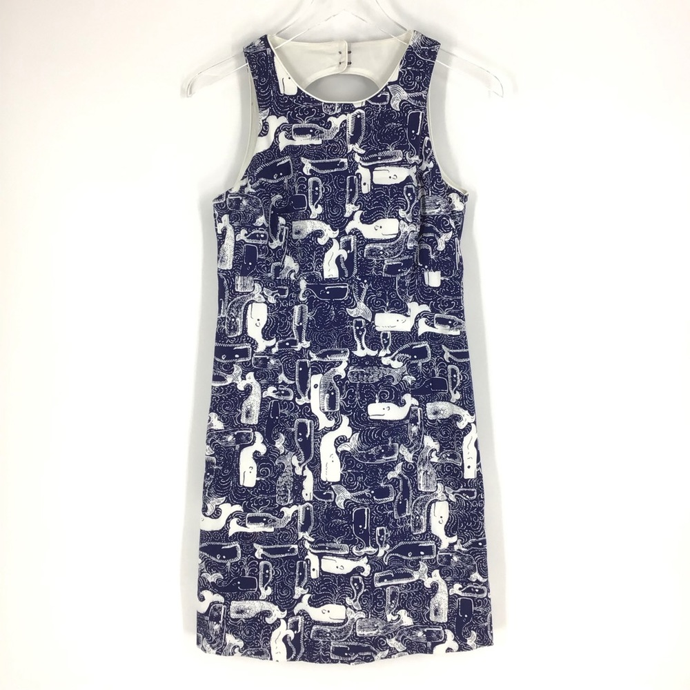 Key West White Navy Whale Print Dress